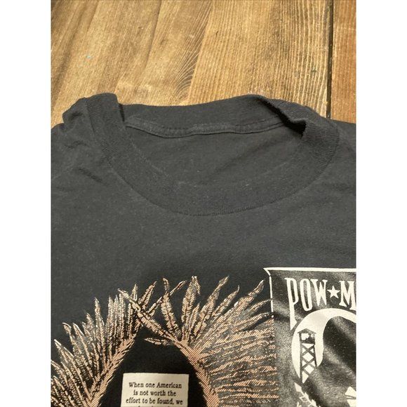 80s Vtg Black POW MIA t-Shirt Large Eagle Flag Marine Soft  Single Stitch Rare - Picture 3 of 4